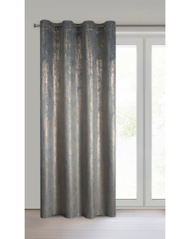 Zasłona srebrna welwetowa zdobiona złotym przecieranym wzorem złote przelotki - DARA Eurofirany | Time- 2