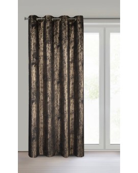 Zasłona czarna welwetowa zdobiona złotym przecieranym wzorem złote przelotki - DARA Eurofirany | Time- 2