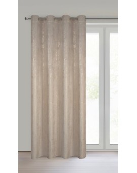 Zasłona ciemnobeżowa welwetowa zdobiona złotym przecieranym wzorem złote przelotki - DARA Eurofirany | Time- 2