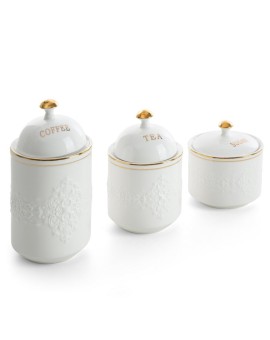 Komplet 3 szt. pojemników z złotymi akcentami OLIVIA  - kolekcja AMAROSA