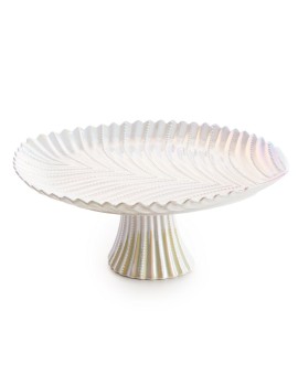 Patera dekoracyjna na stopce w perłowym odcieniu NELA