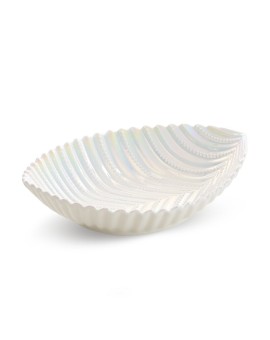 Patera dekoracyjna w kształcie łódeczki zdobiona w perłowym odcieniu NELA