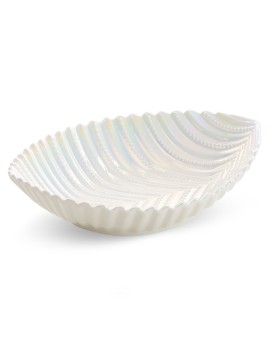 Patera dekoracyjna w kształcie łódeczki zdobiona perłowym odcieniem NELA