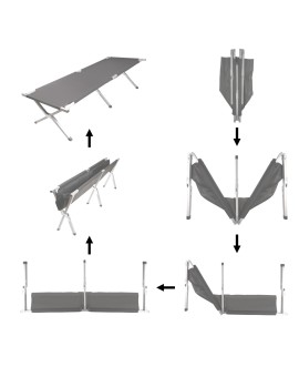 Łóżko polowe LUARO składane turystyczne kanadyjka czarne 150kg Kik Sp. z o. o. Sp. k. | Time- 2