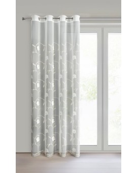 Firana kremowa z siateczki zdobiona haftem 140x250 cm przelotki - AMIRI Eurofirany | Time- 2