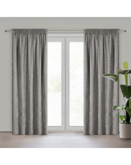 Zasłona szara z szenilowej tkaniny 140x270cm taśma - VANI