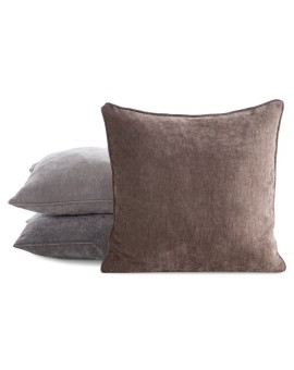 Poszewka na poduszkę 45x45 cm ciemnobeżowa z szenilowej tkaniny - VANI Eurofirany | Time- 2