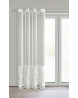 Firana kolor naturalny z tkaniny typu peru zdobiona aplikacją 140x250 cm przelotka - LIZA Eurofirany | Time- 2