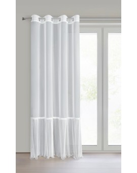 Firana biała z drobnej siateczki zdobiona plisowaniem i koronką 140x250 cm przelotka - HANA Eurofirany | Time- 2