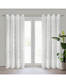 Zasłona biała z siateczki zdobiona różami 3D 140x250 cm przelotka - ROSES1 Eva Minge