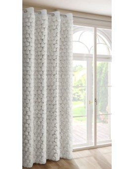 Zasłona biała z siateczki zdobiona różami 3D 140x250 cm przelotka - ROSES1 Eva Minge Eurofirany | Time- 2