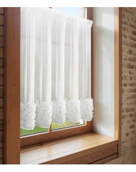 Zazdrostka biała z szyfonu zdobiona różami 3D 90x150 cm taśma - ROSES Eva Minge Eurofirany | Time- 2