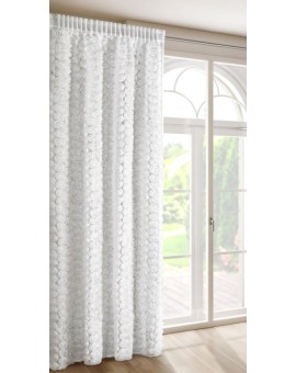 Zasłona biała z siateczki zdobiona różami 3D 140x270 cm taśma - ROSES1 Eva Minge Eurofirany | Time- 2