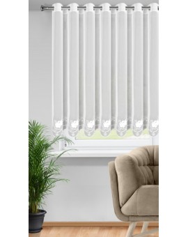 Firana biała z drobnej siateczki zdobiona subtelnym haftem 350x160 cm przelotki - LETI Eurofirany | Time- 2