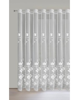 Firana biała z tkaniny typu peru zdobiona haftem 350x250 cm przelotka - SANDI Eurofirany | Time- 2