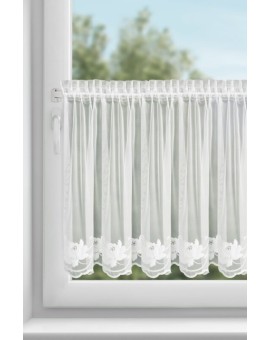 Zazdrostka biała z drobnej siateczki zdobiona subtelnym haftem 70x150 cm taśma - LETI