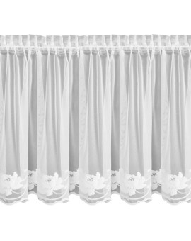 Zazdrostka biała z drobnej siateczki zdobiona subtelnym haftem 70x150 cm taśma - LETI Eurofirany | Time- 2