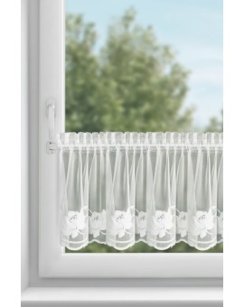 Zazdrostka biała z drobnej siateczki zdobiona subtelnym haftem 40x150 cm taśma - LETI