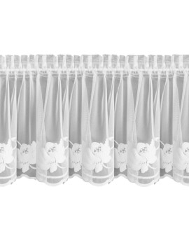 Zazdrostka biała z drobnej siateczki zdobiona subtelnym haftem 40x150 cm taśma - LETI Eurofirany | Time- 2