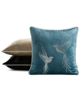 Poszewka na poduszkę 45x45 cm granatowa z welwetu zdobiona lśniącymi kryształkami BLINK Eurofirany | Time- 2