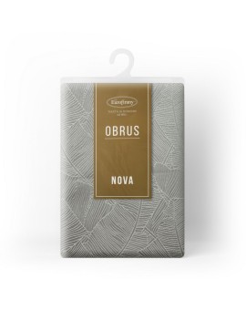 Obrus srebrno, biały 140x300 cm ISLA z żakardowym wzorem liści bananowca Eurofirany | Time- 2