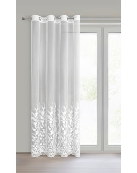 Firana biała z siateczki zdobiona haftem 140x250 cm przelotka - TALINA Eurofirany | Time- 2