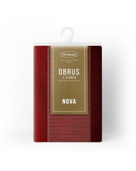 Komplet obrus + bieżnik bordowo, czerwony 140x220 cm o satynowym połysku - GLAMO Eurofirany | Time- 2