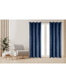Komplet 2 szt. zasłon granatowych z welwetowej tkaniny 140x250 cm przelotki - DARLA Eurofirany | Time- 2