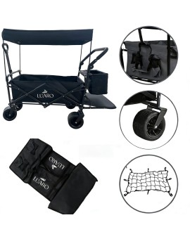 Wózek transportowy LUARO plażowy składany z daszkiem i siatką czarny 120L Kik Sp. z o. o. Sp. k. | Time- 2