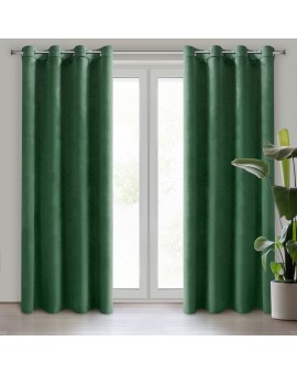 Komplet 2 szt. zasłon ciemnozielonych z welwetowej tkaniny 140x250 cm przelotki - DARLA