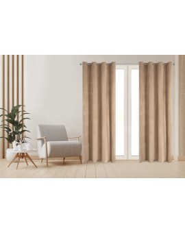 Komplet 2 szt. zasłon ciemnobeżowych z welwetowej tkaniny 140x250 cm przelotki - DARLA Eurofirany | Time- 2