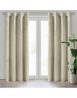 Komplet 2 szt. zasłon kremowych z welwetowej tkaniny 140x250 cm przelotki - DARLA