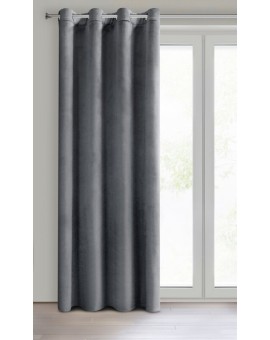 Komplet 2 szt. zasłon grafitowych z welwetowej tkaniny 140x250 cm przelotki - DARLA Eurofirany | Time- 2