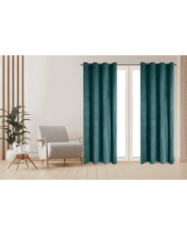 Komplet 2 szt. zasłon ciemno turkusowych z welwetowej tkaniny 140x250 cm przelotki - DARLA Eurofirany | Time- 2