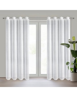 Firana biała z siateczki o geometrycznym wzorze 140x250 cm przelotka - ADRI