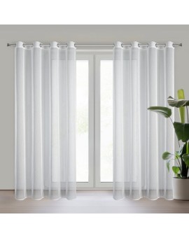 Firana biała z siateczkowej tkaniny 140x250 cm przelotka -  ABI