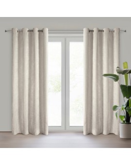 Zasłona jasnobeżowa o szenilowej strukturze 140x250 cm przelotka - NESKA