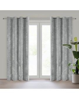 Zasłona szara o szenilowej strukturze 140x250 cm przelotka - NESKA