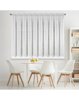 Firana biała z szyfonu zdobiona haftowaną aplikacją 400x145 cm taśma - LILI