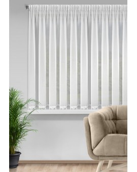 Firana biała z szyfonu zdobiona haftowaną aplikacją 400x145 cm taśma - LILI Eurofirany | Time- 2