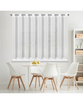 Firana biała z szyfonu zdobiona haftowaną aplikacją 400x140 cm przelotka - LILI