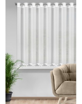 Firana biała z szyfonu zdobiona haftowaną aplikacją 400x140 cm przelotka - LILI Eurofirany | Time- 2