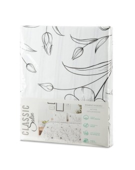 Pościel 220x200 cm satyna bawełniana kolor biało, czarny z eleganckim wzorem roślinnym SPRING 64 Eurofirany | Time- 2