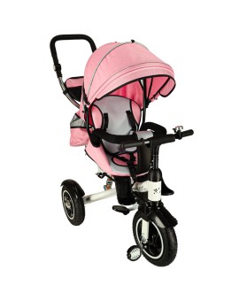 Rowerek trójkołowy Trike Fix V3 rower spacerówka 3w1 obracany 360 wolne koło różowy