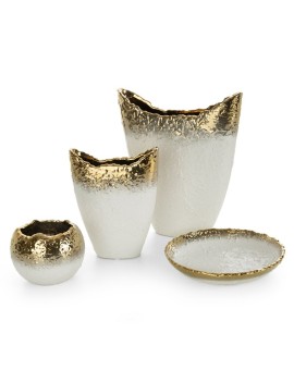 Wazon dekoracyjny SERIN w cieniowanej kolorystyce biało złotej Eurofirany | Time- 2