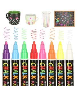 Markery kredowe pisaki do szyb tablic potykaczy cenówek zmywalne 8szt