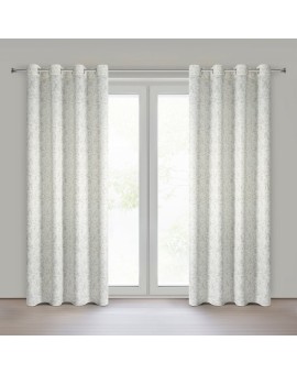 Zasłona kremowo, grafitowa zdobiona nadrukiem imitującym marmurek 140x250 cm przelotka - RONYA