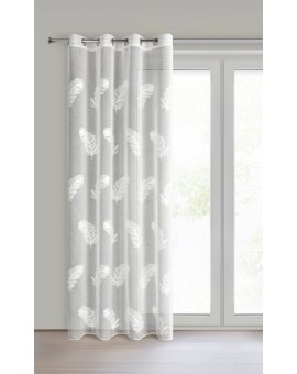 Firana biała z etaminy zdobiona haftem piór 140x250 cm przelotka - LIRENA Eurofirany | Time- 2