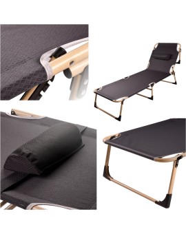 Łóżko polowe LUARO składane turystyczne kanadyjka leżanka z regulacją 193 cm szare