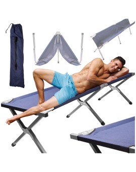 Łóżko polowe LUARO składane turystyczne kanadyjka XXL niebieskie 150kg